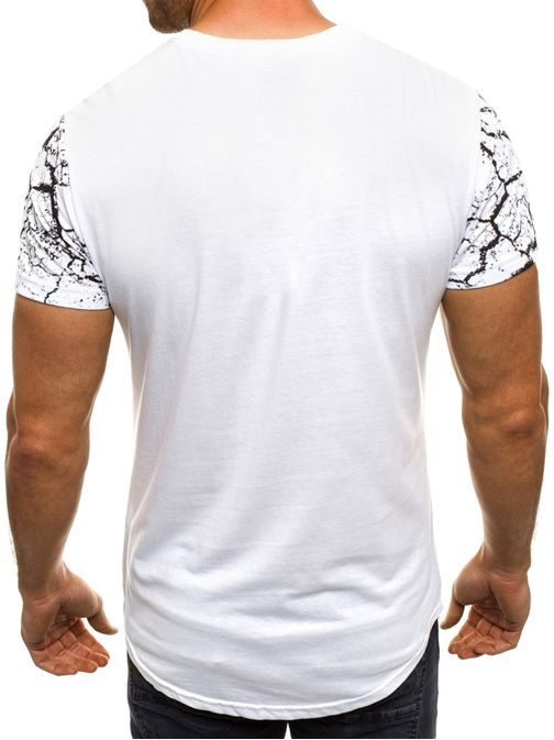 Biele tričko s krakelovaným vzorom NYC J.STYLE SS105