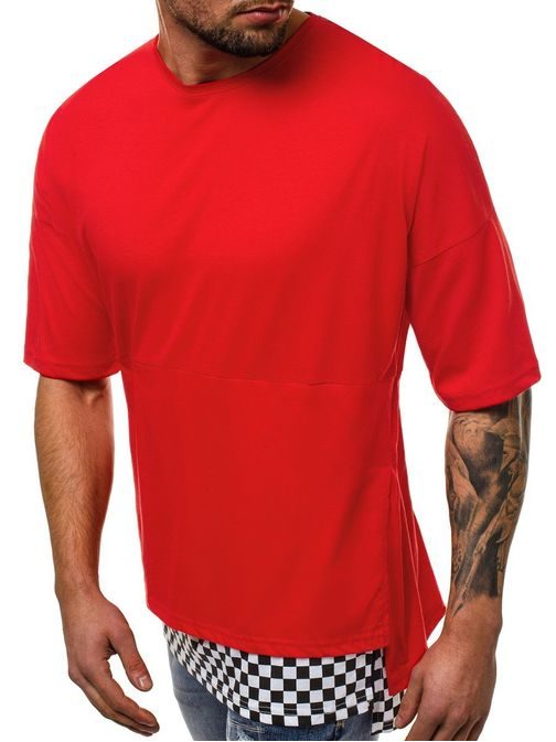 Štýlové predĺžené tričko červené  B/181783