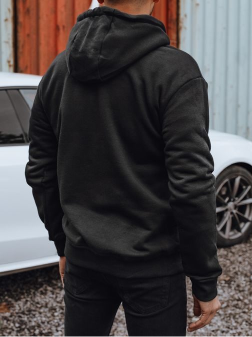 Čierna moderná pánska mikina s kapucňou