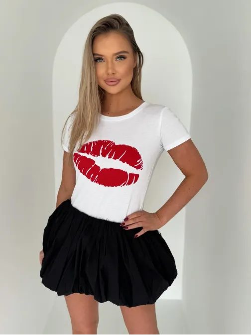 Trendy biele dámske tričko s potlačou SLR098