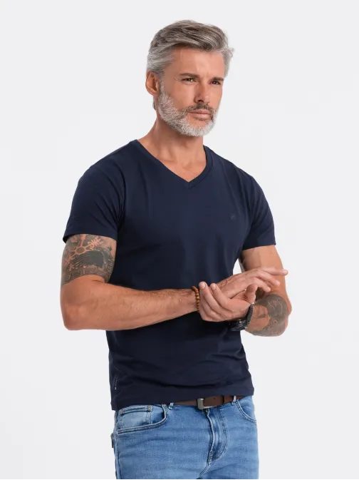 Jednoduché granátové tričko s V výstrihom S1183