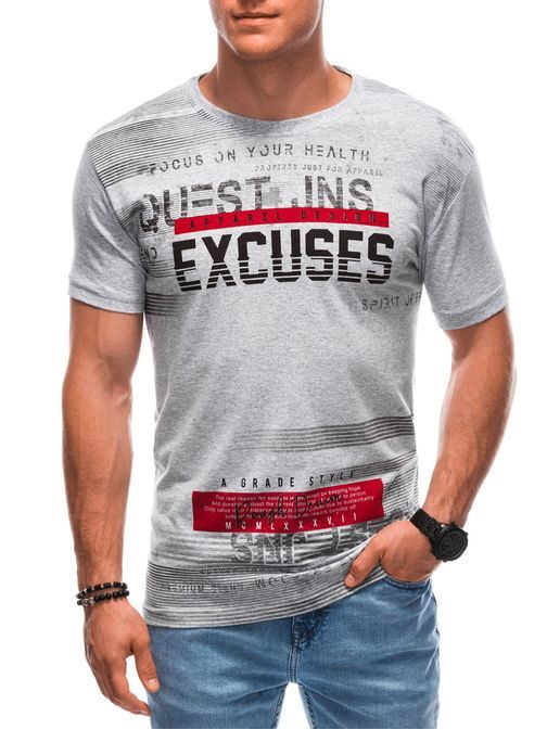 Šedé tričko s nápisom Excuses S1909
