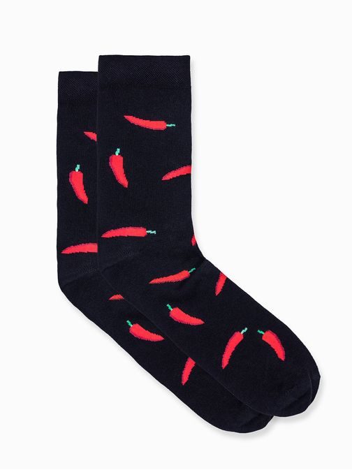 Čierne ponožky s čilli papričkami U47