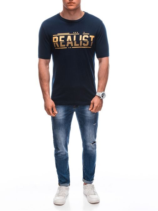 Tmavo modré tričko s nápisom Realist S1928