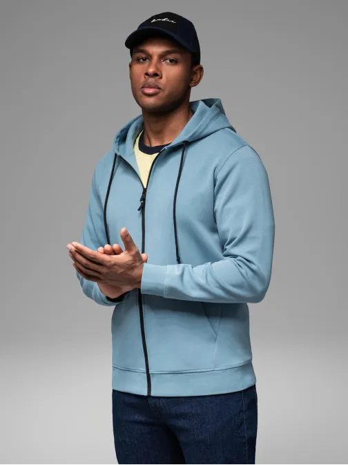 Voľnočasová svetlomodrá pánska mikina V4 SSZP-0213
