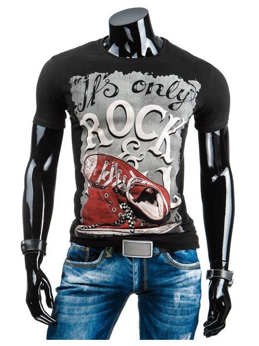 Čierne pánske tričko s nápisom Rock