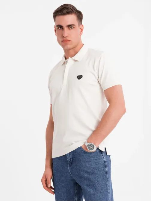 Pánska biela polokošeľa na zips V1 POSS-0148