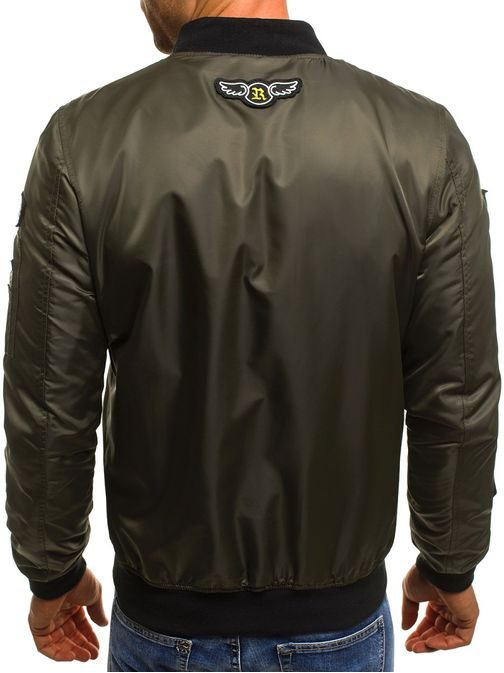 Zelená bomber bunda s nášivkami NATURE 5029/18