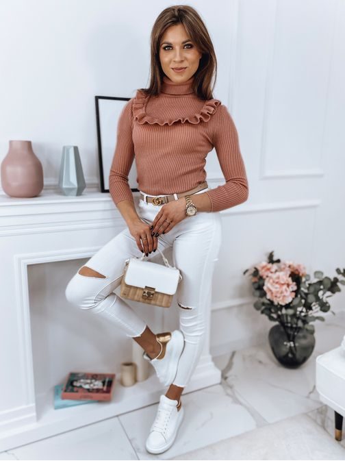 Dámsky ružový sveter Noah v neobyčajnom prevedení