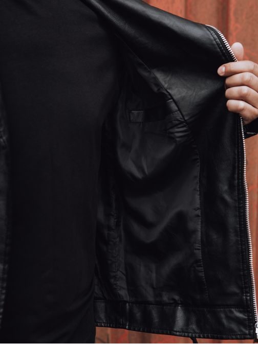 Trendy čierna koženková pánska bunda