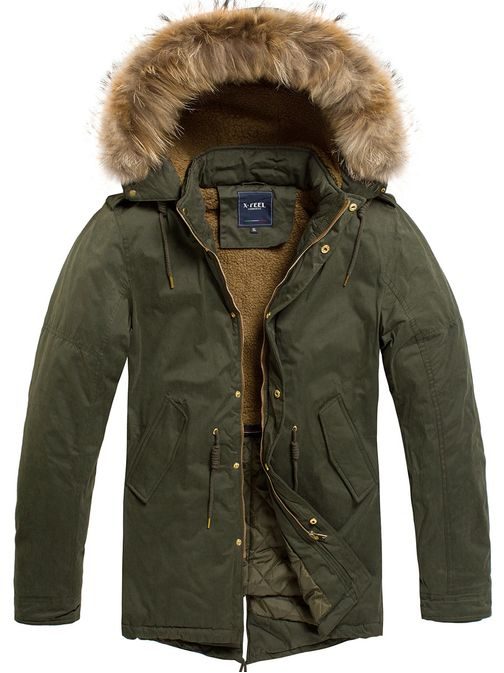 Zimná khaki parka s kapucňou X-FEEL 33183