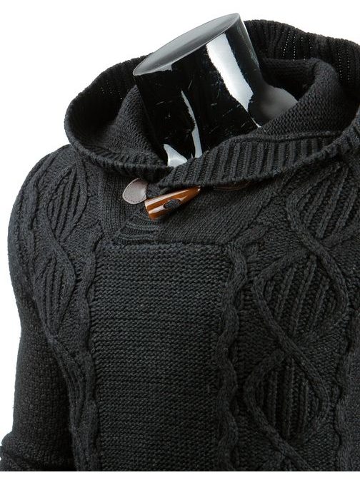 Čierny pánsky sveter s kapucňou