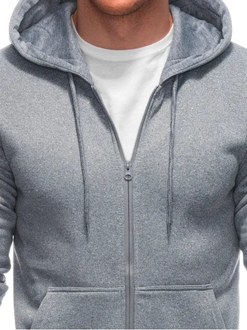 Nevšedná šedá mikina s kapucňou B1634