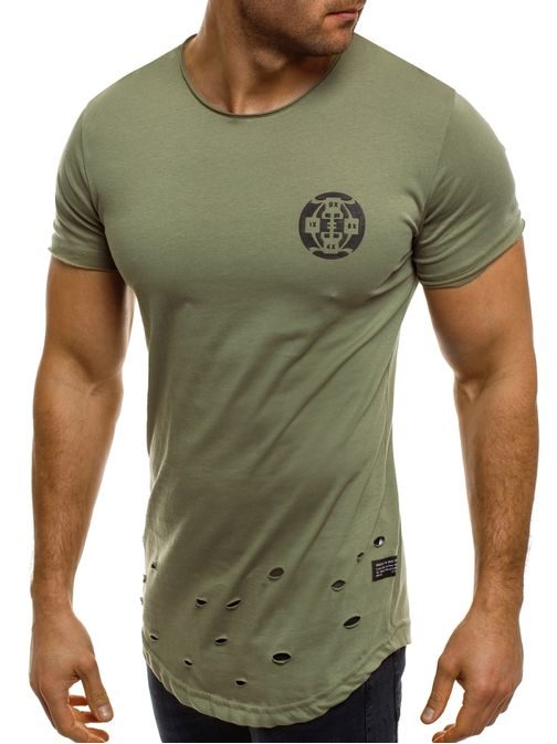 BREEZY zelené tričko s potlačou na chrbte 263