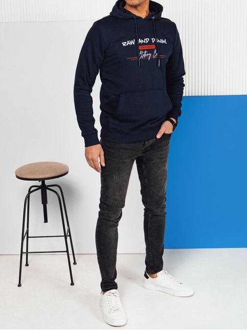 Trendy tmavomodrá pánska mikina s nápisom