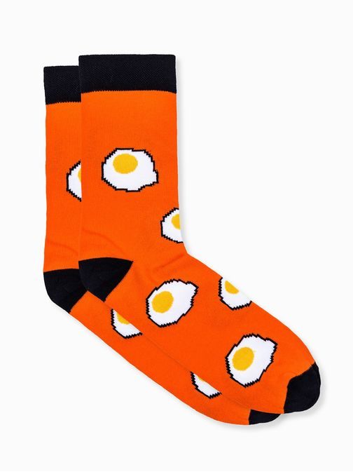 Vtipné oranžové ponožky - volské oko U46