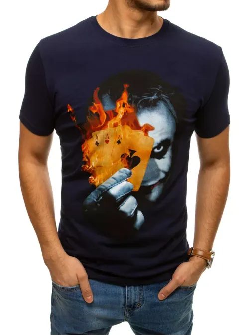 Zaujímavé granátové tričko s potlačou Joker