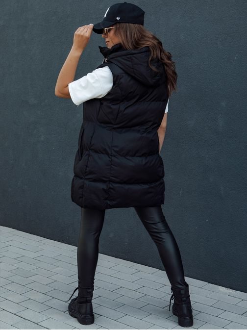 Dámska dlhá čierna prešívaná vesta Viana