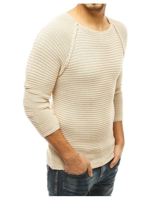 Zaujímavý béžový pánsky sveter na bežné nosenie