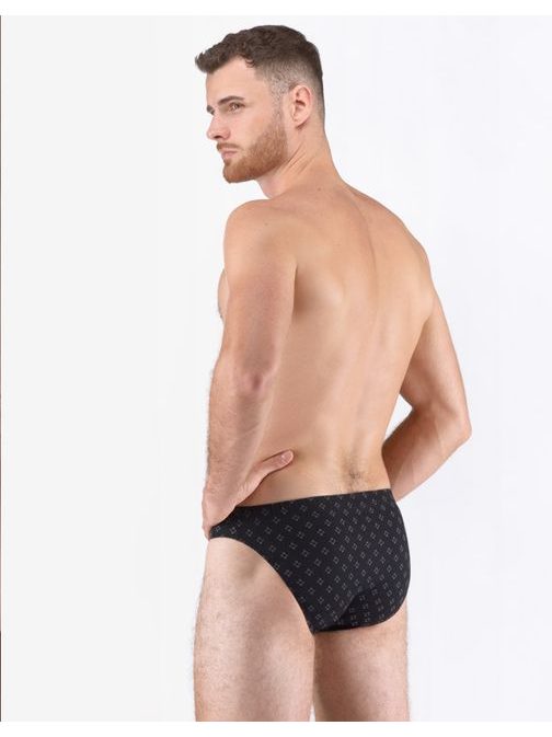 Vzorované čierne pánske slipy s úzkym bokom