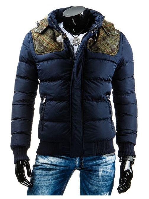 Moderná zimná bunda pre pánov v granátovej farbe