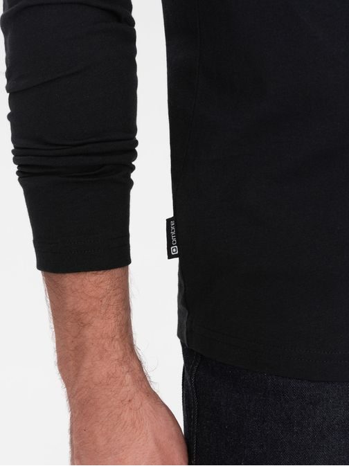 Čierne tričko s dlhým rukávom a V-výstrihom V6 LSBL-0108