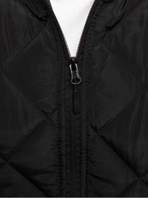 Klasická čierna prešívaná bunda s kapucňou J.STYLE AK69