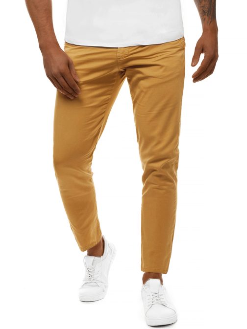 Moderné kamelové pánske chinos nohavice B/77005