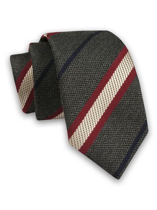 Šedo-bordová pruhovaná kravata