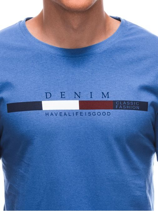 Modré tričko s nápisom Denim S1791
