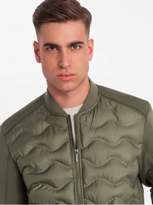 Olivová bomber trendy bunda V3 JALP-0141