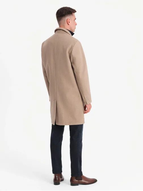 Béžový jednoradový kabát V7 COWC-0104