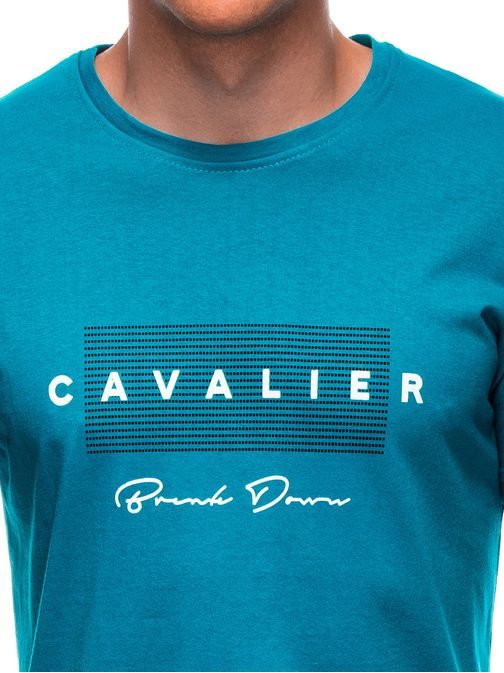 Moderné tyrkysové tričko s popisom S1985