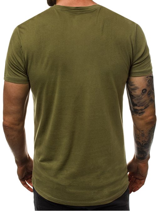 Bavlnené khaki tričko s trendy potlačou  JS/SS100769
