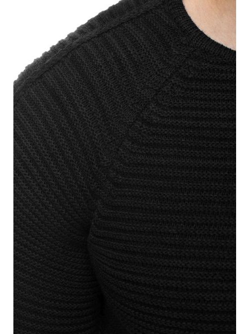 Elegantný čierny prúžkovaný sveter 256005