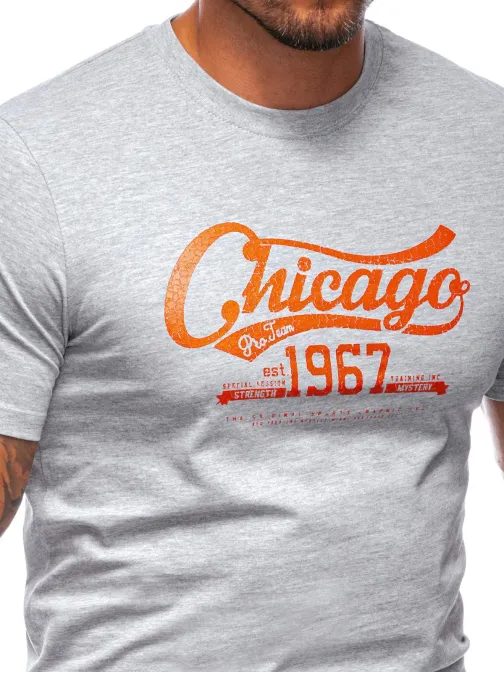 Šedé tričko s nápisom Chicago S2008