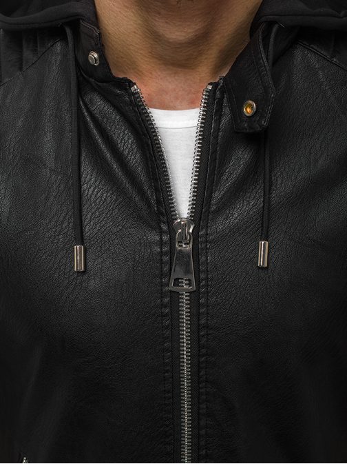 Trendy koženková bunda čierna O/88902