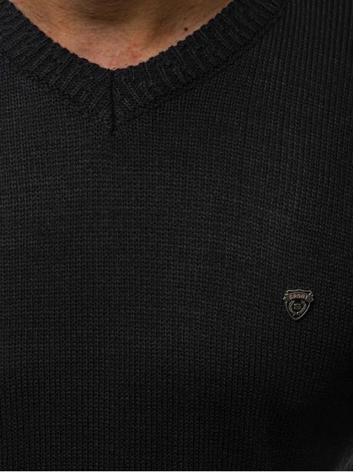 Jednoduchý pánsky sveter čierny O/KV01Z