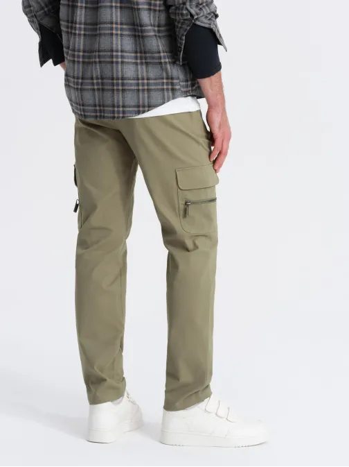 Trendové olivové pánske joggery V2 PACG-0204