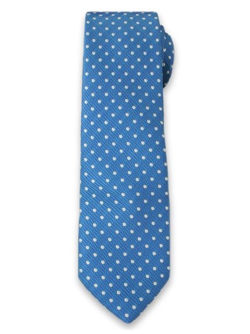 Modrá kravata s bodkovaným vzorom