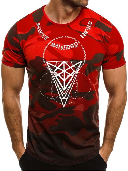 Moderné červené tričko s maskáčovým vzorom BREEZY 545