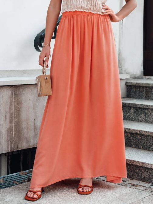 Štýlová dámska maxi sukňa v oranžovej farbe GLR016