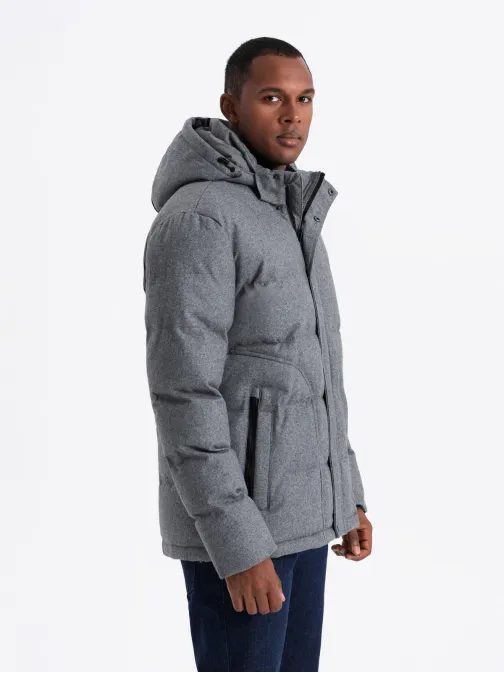 Nadčasová prešívaná šedá pánska bunda V1 JAHP-0203