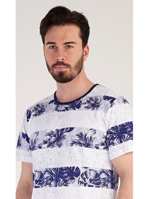 Tmavomodré krátke pánske pyžamo Hawaii