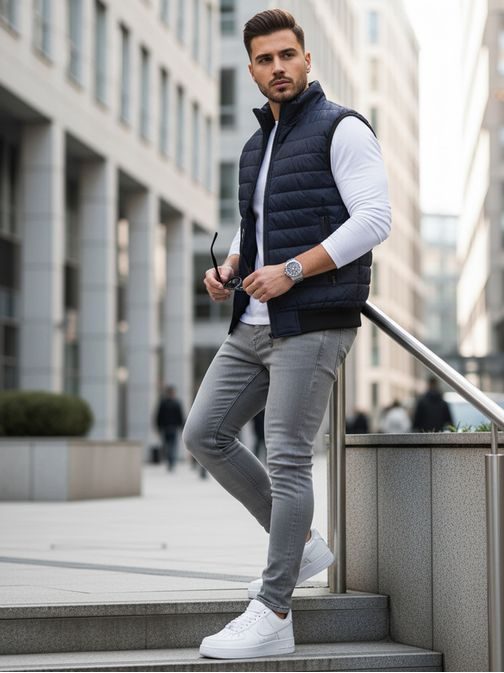 Granátová štýlová vesta bez kapucne