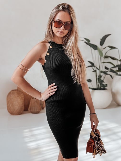 Dámske midi šaty v čiernej farbe GLAMMID