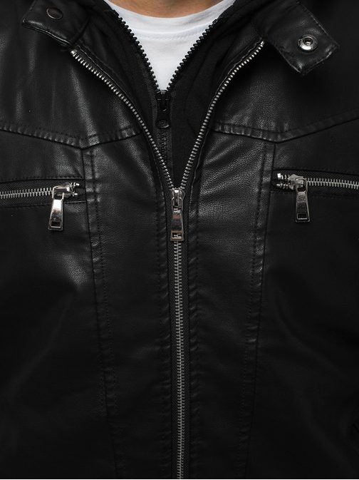 Čierna koženková bunda JB/JP1169