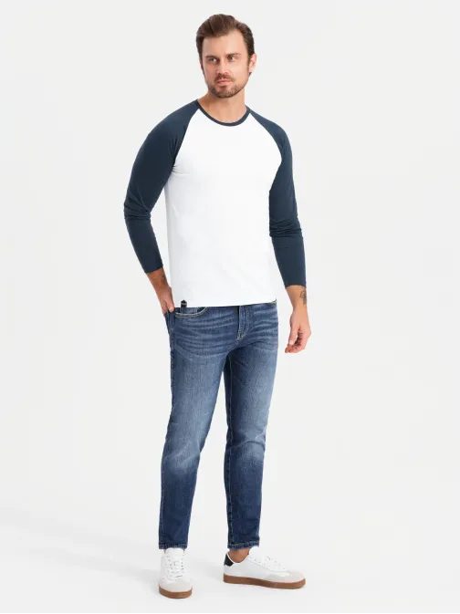 Trendy bielo-tmavo modré pánske tričko V1 LSCL-0105