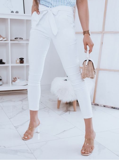 Neobyčajné biele dámske nohavice Lovely Basic