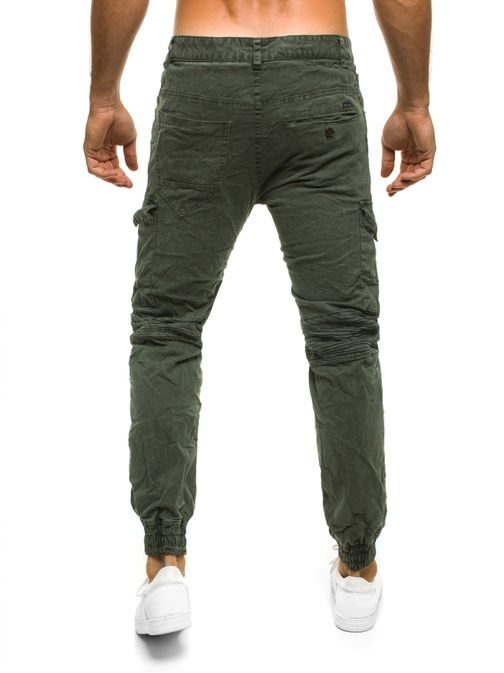 Army zelené joggery s pokrčeným efektom XZX-STAR 81601